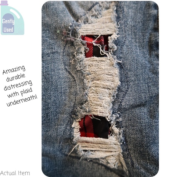 Judy Blue Buffalo Plaid Red Skinny Denim Jeans Size 15 🦬❣️ - Picture 3 of 4